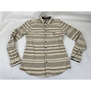 Picture Clothing France Long Sleeve Striped Button Up Shirt Mens Size L Beige